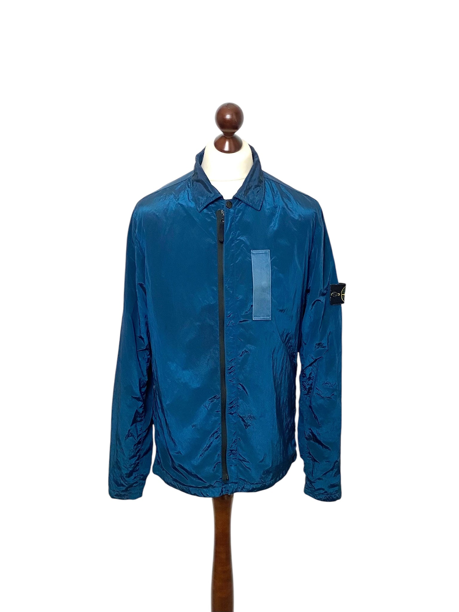 Stone Island Blue Nylon Metal Overshirt Large